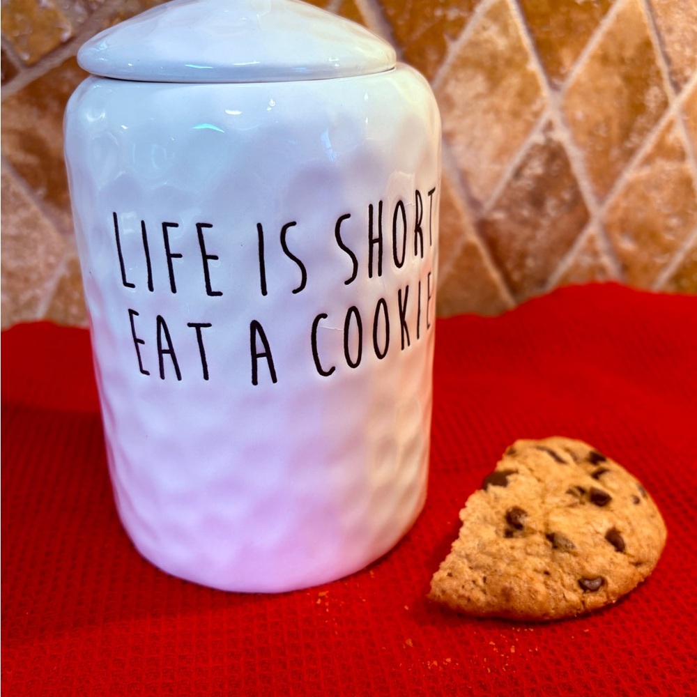 White Cookie Jar with Fun Quote
